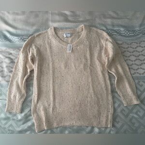NWT Old Navy Off White Beige multicolor flecked Cotton blend Sweater size small
